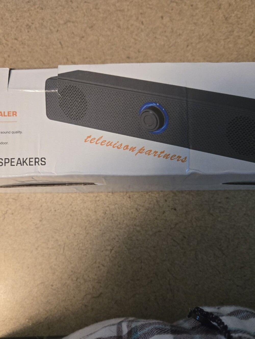 Black Portable Soundbar Speaker with Blue Accent